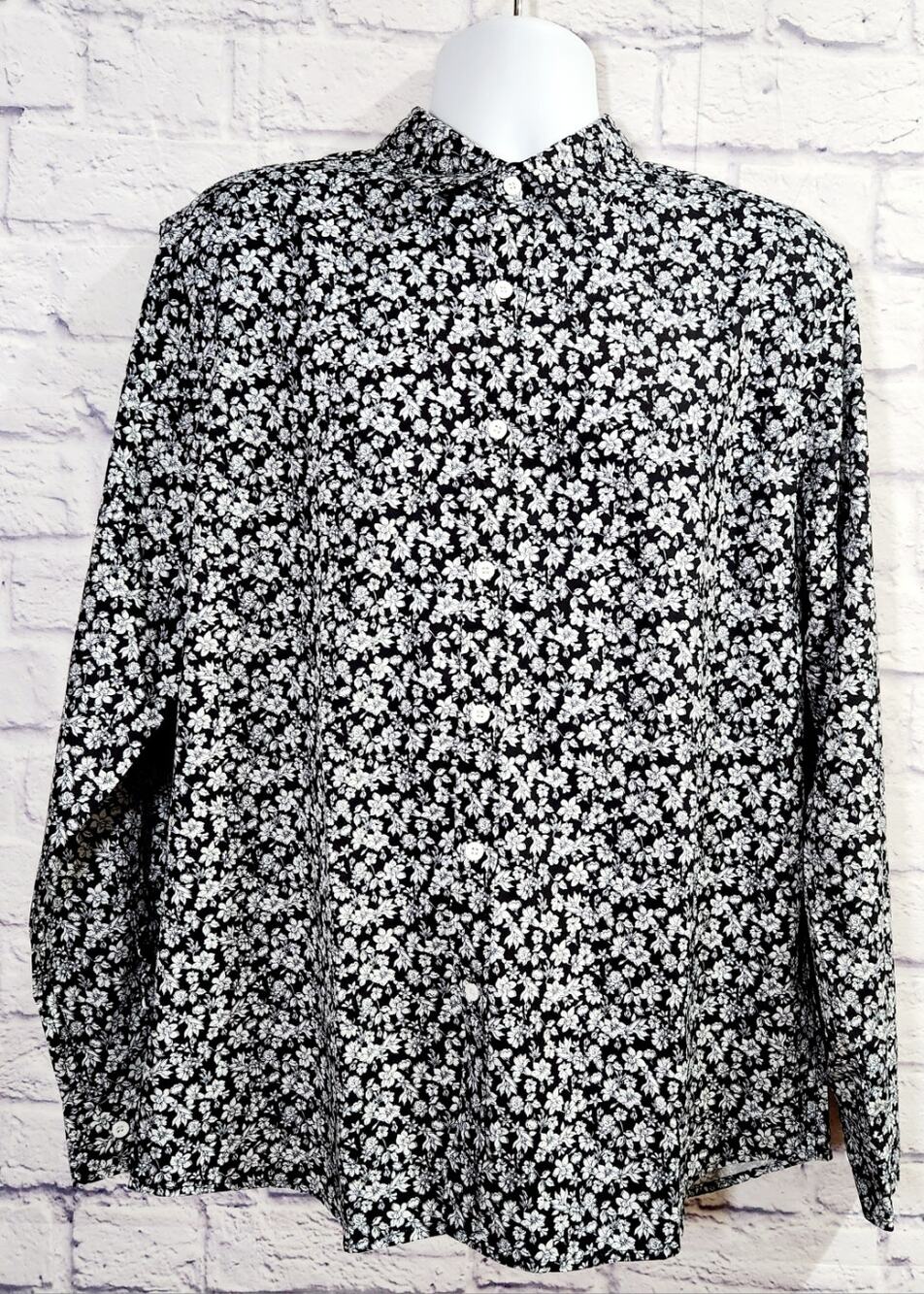 COOFANDY Black Floral Button Down Long Sleeves Large Shirt New With Tags